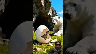 A large egg rolls through the snow and reaches a bear's cave 😭 #ai​ #egg​ #save​ #bear​
