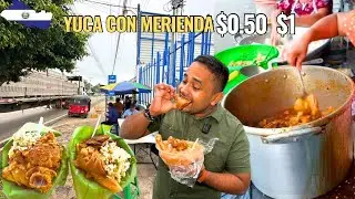 DELICIOSA YUCA CON MERIENDA EN AHUACHAPAN con chicharrones y panceta de cerdo