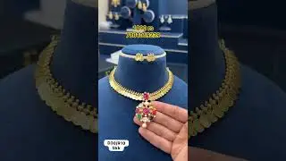 One Gram Gold Lakshmi Necklace with Navaratna Pendant | Temple Jewelry Look ✨ | #shorts #trending