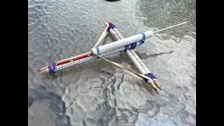 Homemade crossbow pierces soda can!