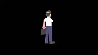 3D Cartoon Male Character Turntable | Sick Pilot Holding Black Briefcase Model