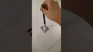 Arte 3D/ Disegno tridimensionale su foglio quadrettato