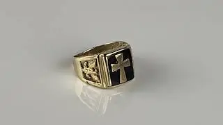 Lot #79: Elvis Presley Owned 14K Gold and Onyx Eagle and Cross Ring