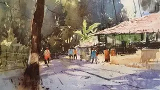 Goa Morning Watercolour landscape | for Beginner | Demo