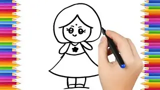 How To Draw cute  doll Drawing, Painting & Coloring For Kids and Toddlers_ Child Art 🐋🌈🎨
