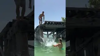 2 year old jumping off the bridge at the Gasparilla Sandbar 🙃 #bocagrande #gasparilla #toddlersoftik