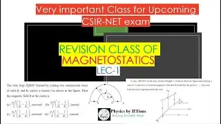 Magnetostatics Lec1👉🏼Explained with solved problems👉🏼Target CSIR-NET GATE JEST TIFR Physical Science
