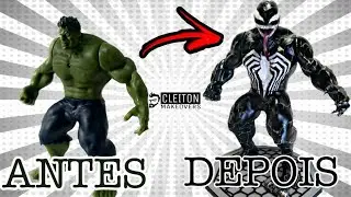 Transformei um Hulk de camelô em um VENOM!!! #TOY MAKEOVER#