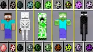 HOW SUMMON FROM EGGS HEROBRINE SKELETON ZOMBIE ENDERMAN CREEPER MOBS HOW TO PLAY MINECRAFT Battle