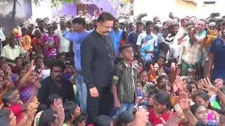 Kamal Haasan addresses people protesting against the Sterlite copper plant