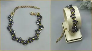 DIY зигзагообразный браслет с фиолетовым кристаллом | Мастер-класс по браслету из бисера