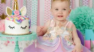 Unicorn theme 1st Birthday cake smash photography session