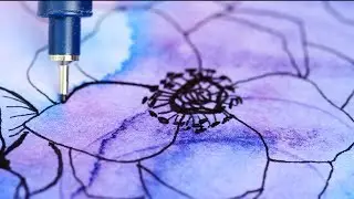 How to paint watercolor flower postcards, Speed drawing, The Aloha Studios