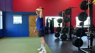 Standing handled band 90 degree shoulder internal rotations