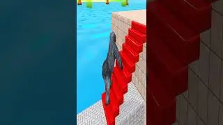 Long Slide Game With Cow Elephant Gorilla Hippopotamus Tiger 3D Animal Game Funny 3D Anima 🐷 #Shorts