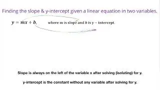 Finding Slope and Y- intercept from a Linear Equations in two variables