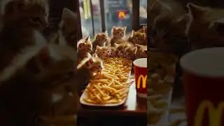 Kitty takeover at the local MC DONALDS#ai #mcdonalds #cats  #cattok #kitten #funnyvideo  #viralvideo