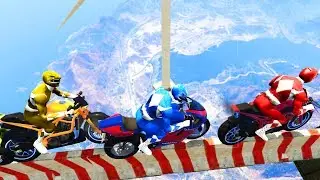 GTA 5 THE IMPOSSIBLE BIKE CHALLENGE w/ Power Rangers, Hulk Avenger & etc