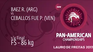 1/4 FS - 86 kg: P. CEBALLOS FUE (VEN) df. R. BAEZ (ARG) by TF, 11-0