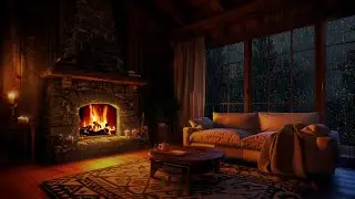 Serene Rainlight Room | 3 Hours of Fireplace Glow & Midnight Rain for Meditation & Peaceful Sleep