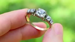 c. 1750-80 English Rococo Half Hoop Quartz Ring, Georgian Ring