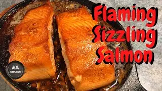 Flaming Salmon on a Sizzling Plate