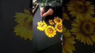 🌻Sunflower 🌻 Painting using round brush technique #shorts #shortsfeed #art