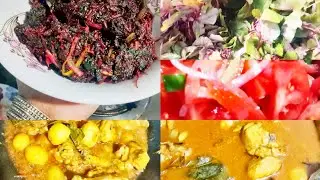 কক মুরগির নতুন আলু দিয়ে ঝুলআর লাল শাক রান্না।🌶️#food #bangladeshifood #cooking #recipe 