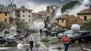 Dziś chaos we Włoszech, gigantyczna burza gradowa niszczy samochody, domy i nieruchomości w Ivrei!