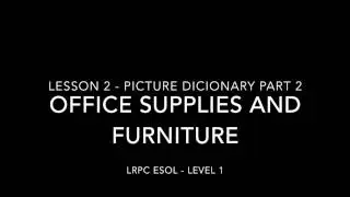 Picture Dictionary - Office Supplies and Furniture