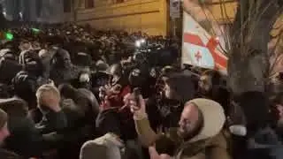 Protesters and police clash outside Georgian parliament after EU talks suspended