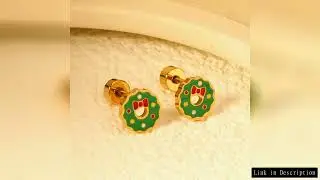 Christmas girls creative personality jewelry creative Christmas hoop oil drip earrings stainless ste