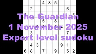 Решение судоку &ndash; The Guardian, 1 ноября 2025 г. Уровень эксперта