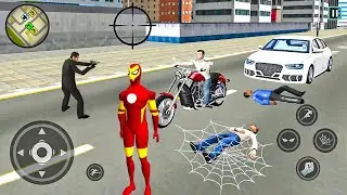 Iron Rope Hero Gangster Crime - Car and Bike Driving in Open World Game - Android Gameplay