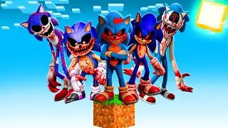SOBREVIV&Iacute; en UN SOLO BLOQUE de TODAS LAS FORMAS de SONIC.EXE en MINECRAFT 😱💥
