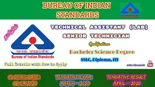 மத்திய அரசு வேலை |Bureau of Indian Standards|Technical Assistan |Senior Technicnan|Details in Tamil