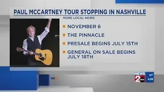 Paul McCartney announces new American tour with stop in Nashville