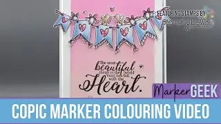 Copic Marker Colouring Stamping Bella Lovely Banner rubber stamp