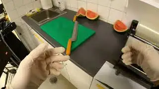 CUTTING AND WRAPPING WATERMELONS