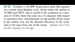 Consider a 210-MW steam power plant that operates on a simple ideal Rankine cycle. Steam enters the