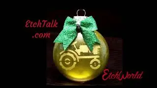 DIY Etched Glass Golden Tractor Ornament