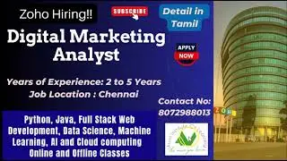 Zoho வேலை வாய்ப்பு! Digital Marketing Analyst | Chennai | 2&ndash;5 Years Experience | Zoho Hiring