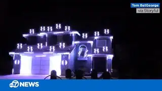 Epic, rave-like Halloween display features rapping, neon pumpkins and strobe lights