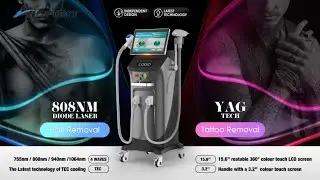 High-end 808nm diode laser hair removal + YAG tech tattoo removal 2 in 1 machine