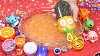 Mixing Random Things in Slime 🧡 | Oddly Satisfying ASMR #slimeasmr #satisfyingslime #orangeslime 