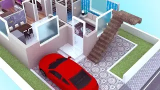 План дома 25x50 3D | Интерьер 25x50 3D | Дом 25x50 3D с парковкой | 25x50 | Этаж 25x50...