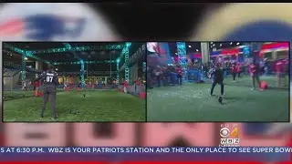 WBZ-TV's Anaridis Rodriguez Kicks A Field Goal For The First Time
