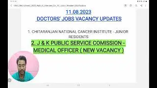 11.08.2023 | DOCTORS JOBS | MBBS | GOVERNMENT | PERMANENT | JAMMU & KASHMIR | GOLDEN CHANCE !