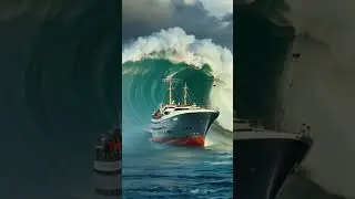 Will the Giant Wave Catch This Ship? #ship #waves #escape