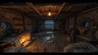 Medieval Ship Ambience 🌧️🔥 | Cozy Rain, Fireplace, Deep Focus & Study Atmosphere